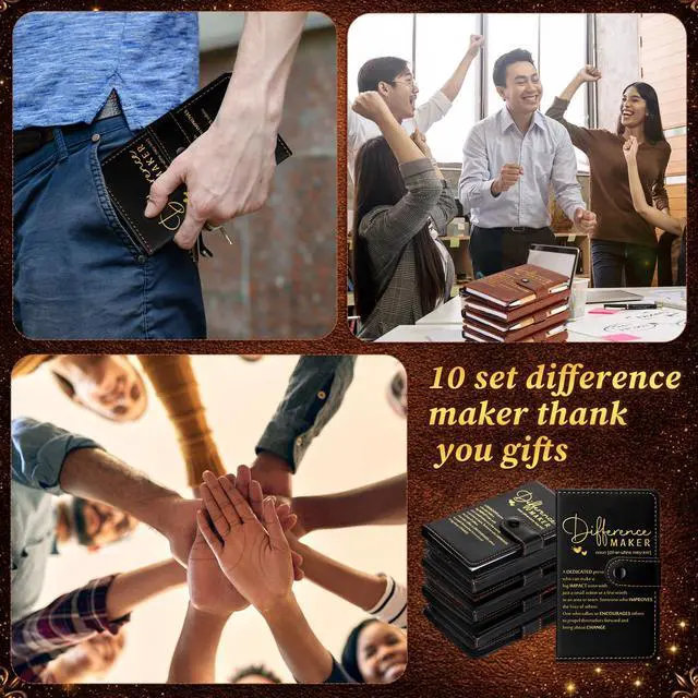 Alt view image 5 of 6 - 30 Sets Difference Maker Employee Appreciation Gifts Inspirational A5 Leather Notebooks with Pens Thank You Motivational Gifts for Men Women Volunteers Teacher (Black)
