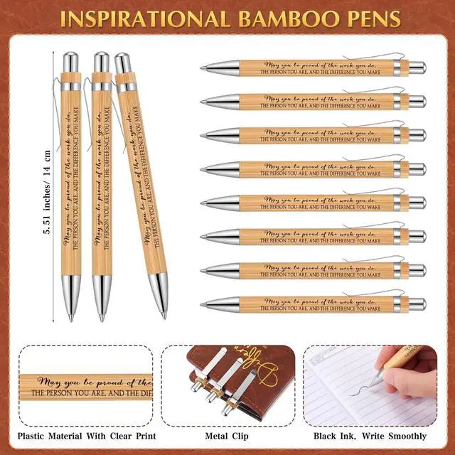 Alt view image 3 of 6 - 30 Sets Difference Maker Appreciation Gifts for Men Inspirational A5 Leather Notebooks with Pens Employee Thank You Gifts for Men Women Coworker Nurse Teacher Back to School (Brown)