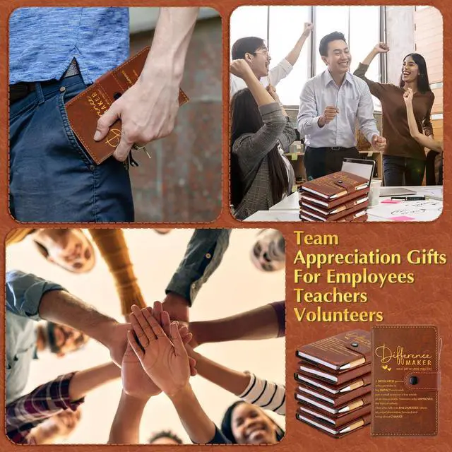 Alt view image 5 of 6 - 30 Sets Difference Maker Appreciation Gifts for Men Inspirational A5 Leather Notebooks with Pens Employee Thank You Gifts for Men Women Coworker Nurse Teacher Back to School (Brown)