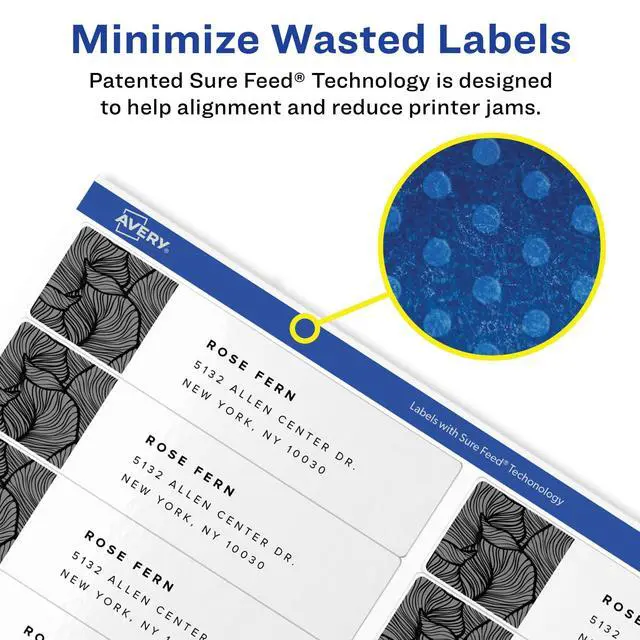 Alt view image 2 of 6 - Mailing Address Labels, Laser Printers, 5,000 Labels, 1 x 4, Permanent Adhesive, 2 Packs (5961)