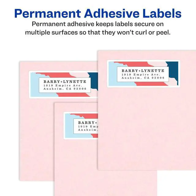 Alt view image 3 of 6 - Mailing Address Labels, Laser Printers, 5,000 Labels, 1 x 4, Permanent Adhesive, 2 Packs (5961)