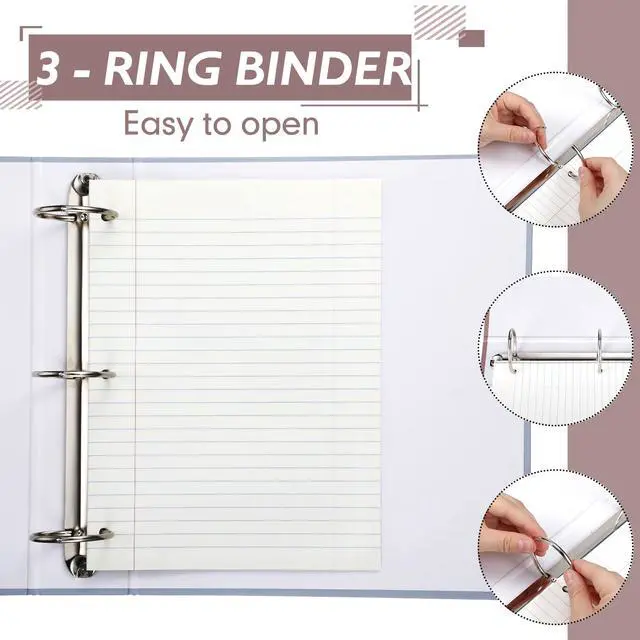 Alt view image 3 of 6 - 6 Pcs Aesthetic 3 Ring Binder Set, Sturdy Decorative Hardcover Binder for 8.5 x 11 Inch Letter Size Paper, Ideal for School, Office Home Organization(2 Inch,Morandi Colors)