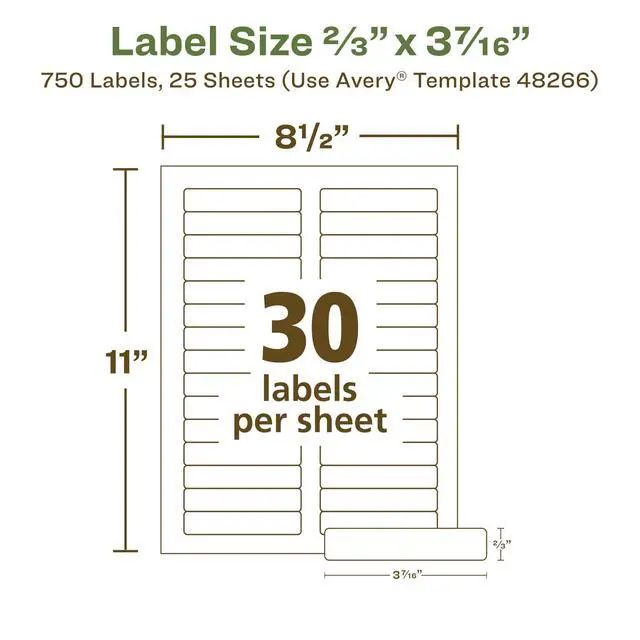 Alt view image 5 of 6 - EcoFriendly Recycled File Folder Labels, 2/3" x 3-7/16", White, Permanent Label Adhesive, 750 Printable Labels (48266) (Pack of 5)