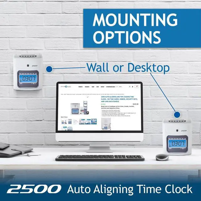 Alt view image 4 of 6 - Small Business 2500 Time Clock Bundle, Ivory | Tracks worked time for unlimited number of employees
