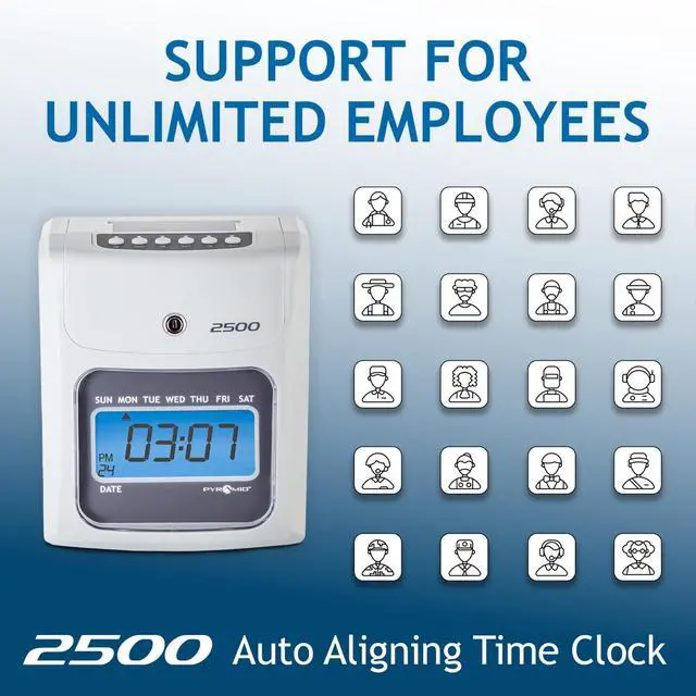 Alt view image 6 of 6 - Small Business 2500 Time Clock Bundle, Ivory | Tracks worked time for unlimited number of employees