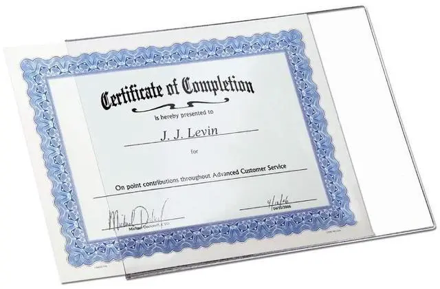 Main image of Set of 25 DocU-Sleeves 8.5x11 ++P L U S++ backings to Hang & Display | Perfect Clear Plastic Document Protector & Certificate Frame - Not Too Flimsy & Not Too Rigid