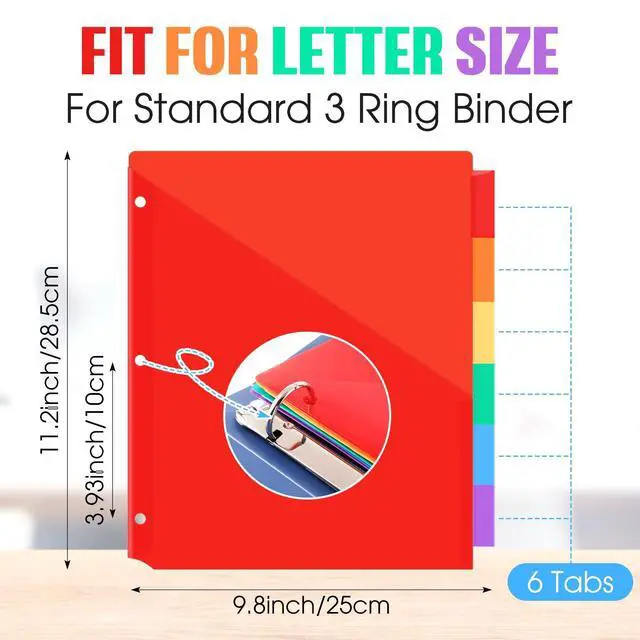 Alt view image 2 of 6 - 40 Sets Binder Dividers with Tabs Pockets 6 Tab Plastic Dividers for 3 Ring Binder for School Office Document Organizers Protection (Multicolor)