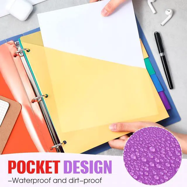 Alt view image 4 of 6 - 40 Sets Binder Dividers with Tabs Pockets 6 Tab Plastic Dividers for 3 Ring Binder for School Office Document Organizers Protection (Multicolor)