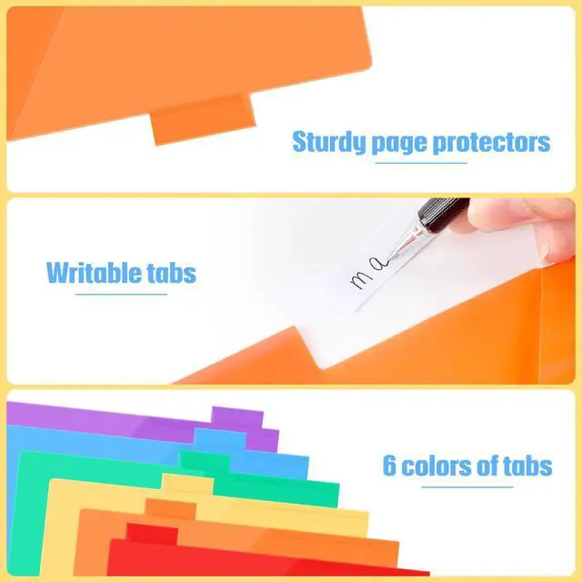 Alt view image 5 of 6 - 40 Sets Binder Dividers with Tabs Pockets 6 Tab Plastic Dividers for 3 Ring Binder for School Office Document Organizers Protection (Multicolor)