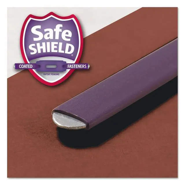 Alt view image 3 of 6 - 100% Recycled End Tab Pressboard Classification File Folder with SafeSHIELD Fasteners, 3 Dividers, 3" Expansion, Letter Size, Red, 10 per Box (26865)