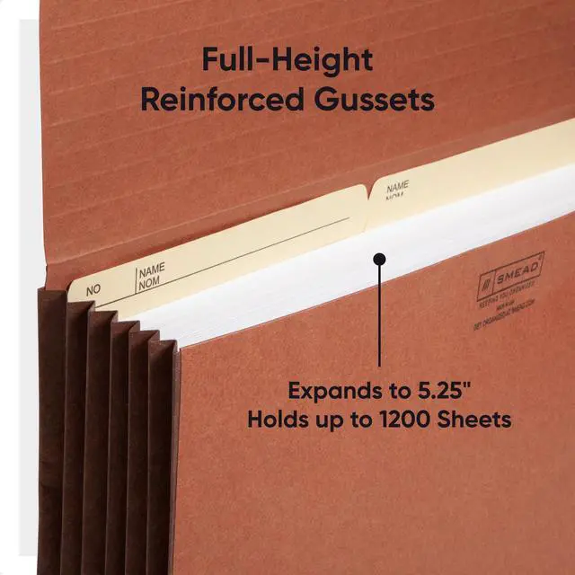 Alt view image 5 of 6 - Redrope Expanding File Wallet, Expanding File Organizer, Accordion Folder for Documents, Flap/Cord Closure, 5-1/4" Expansion, Tear-Resistant, Legal Size, 10 per Box (71111)