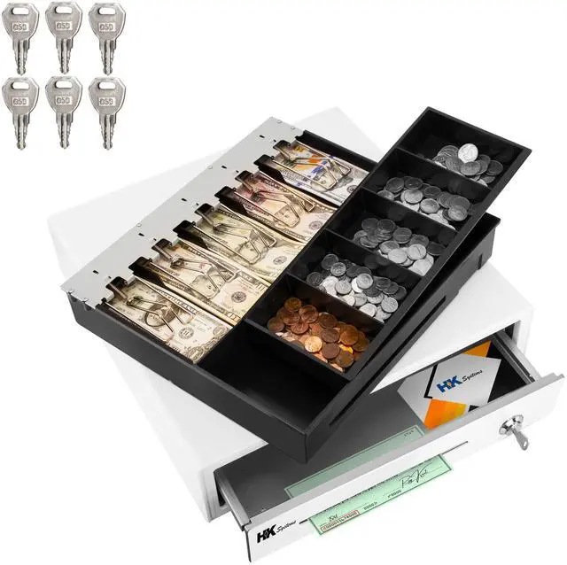 Alt view image 2 of 6 - 16inch "Stainless Steel" Front White Heavy Duty POS Interface Cash Drawer with 5Bill/5Coin