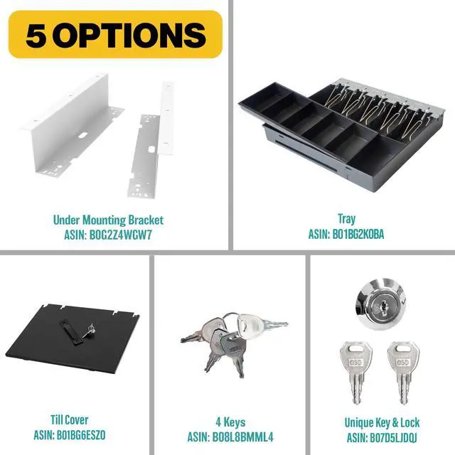 Alt view image 6 of 6 - 16inch "Stainless Steel" Front White Heavy Duty POS Interface Cash Drawer with 5Bill/5Coin