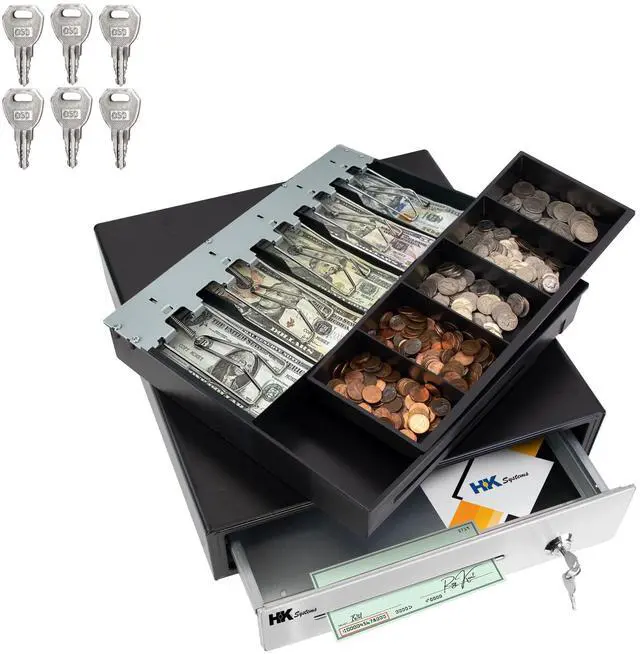 Alt view image 2 of 6 - 16inch "Stainless Steel" Front Heavy Duty Black POS Cash Drawer with 5Bill/5Coin