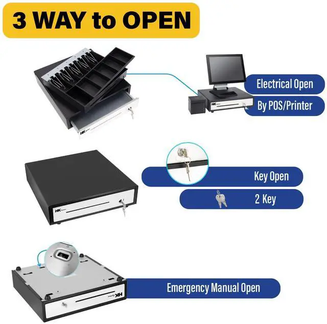 Alt view image 6 of 6 - 16inch "Stainless Steel" Front Heavy Duty Black POS Cash Drawer with 5Bill/5Coin