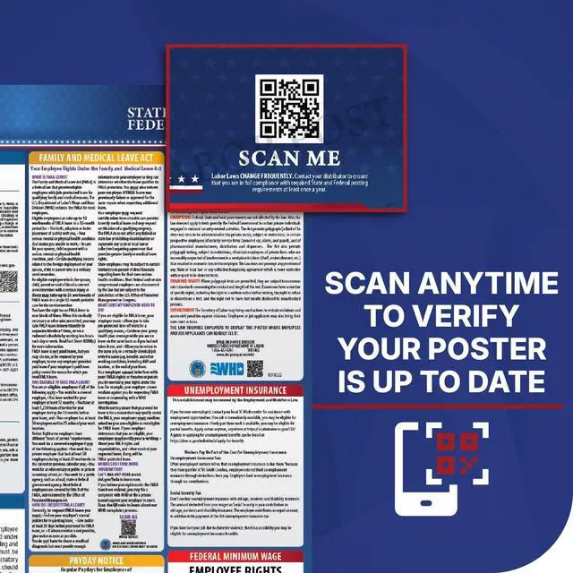Alt view image 4 of 6 - 2026 Arizona State & Federal Mandatory Labor Law Poster, OSHA Compliant (English Spanish Combo)