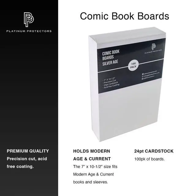 Alt view image 2 of 3 - Comic Book Boards for Silver Age, Current/Modern (500-Count) Reusable White Storage Backing Boards Precision Cut