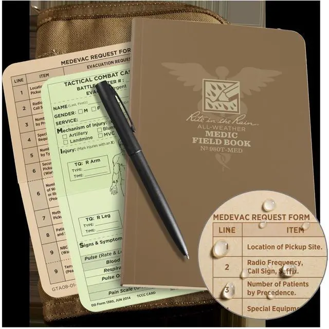 Alt view image 3 of 6 - All-Weather 5.75 x 8.5 Soft Bound Medic Notebook Kit, Prolonged Casualty Care Medic Kit (No. 980T-MED-KITL)