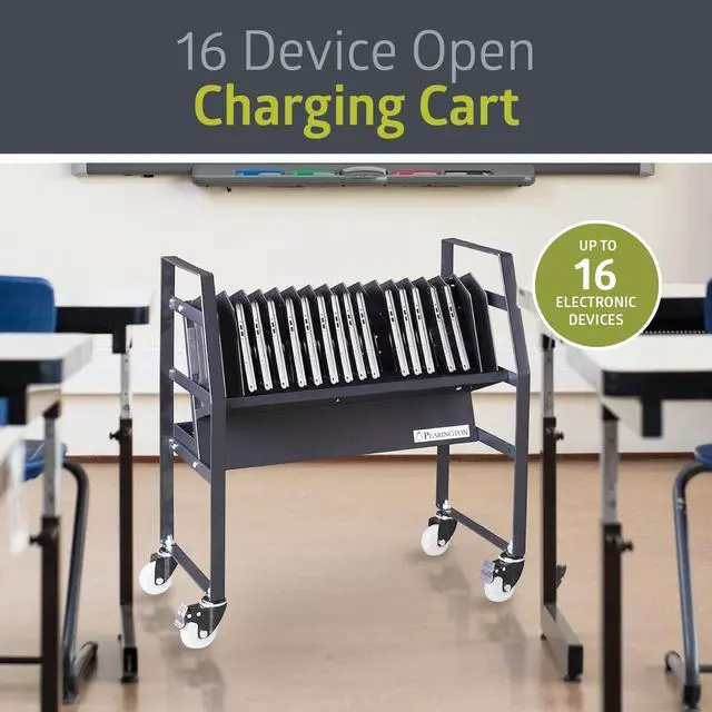 Alt view image 2 of 6 - PEAR-91361,16 Device Mobile Open Charging Cart for iPads,Chromebooks & Laptop Computers,Compatible with Any Screen Size,Easy Access Slots,Removable Dividers,Small Footprint,Surge Protection