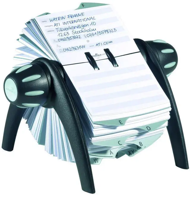 Main image of Telindex Rotary Address Card Holder - Includes 500 Double-Sided Card Pockets - Includes A-Z Index - Made from Black Plastic