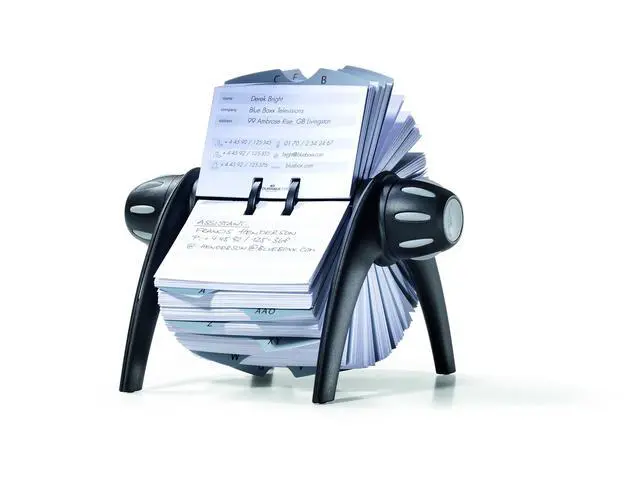 Alt view image 2 of 6 - Telindex Rotary Address Card Holder - Includes 500 Double-Sided Card Pockets - Includes A-Z Index - Made from Black Plastic