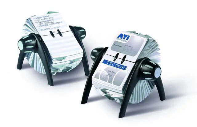 Alt view image 3 of 6 - Telindex Rotary Address Card Holder - Includes 500 Double-Sided Card Pockets - Includes A-Z Index - Made from Black Plastic