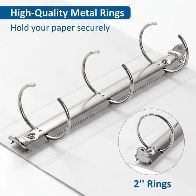 Alt view image 3 of 6 - 3 Ring Binders, 2" Round Rings 12 Pack, Fits 8.5x11in, View 2 Pocket, White | for 8.5x11 Inch Paper, for Customizable Covers, Three Ring, for School Office Business Supplies, White,2 Inch