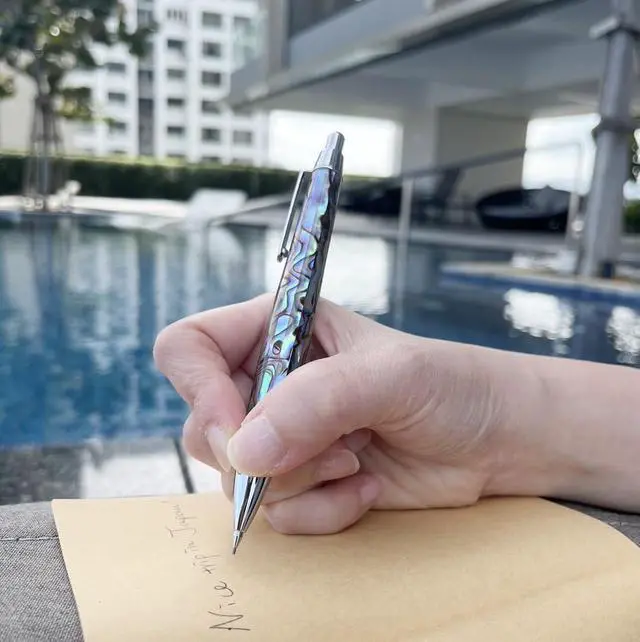 Alt view image 5 of 6 - Abalone Shell Mechanical Pencil 0.7mm, Luxury Metal Pencil for Drawing and Sketching, Includes 12 Lead Refills