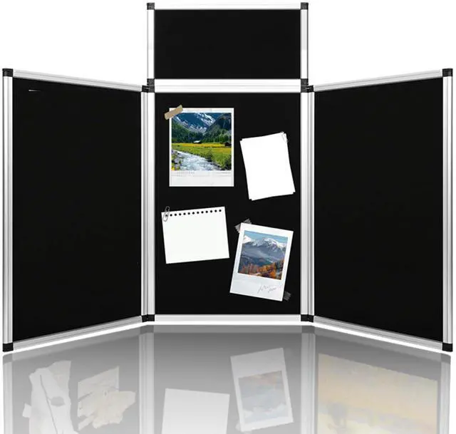 Main image of 3+1 Panel Folding Trade Show Presentation Board 70.8 x 35.4 Trifold Desktop Display Board with Carry Bag Large Metal Frame Tabletop Display 4 Panels-Black