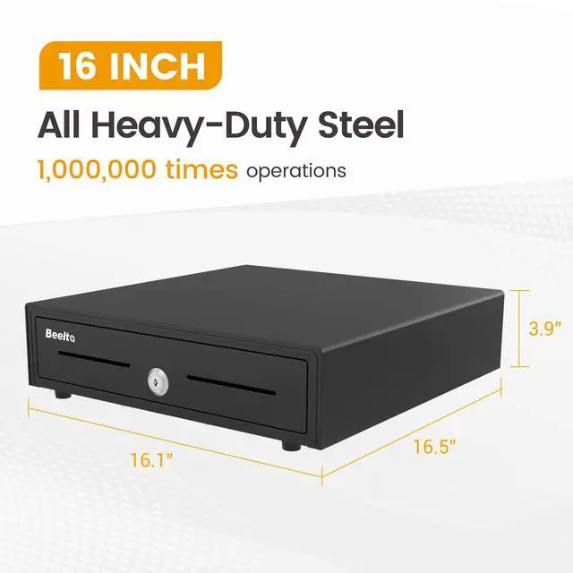 Alt view image 3 of 6 - 16" Heavy Duty Cash Drawer Auto Open 5 Bill/5 Coin with Emergency Switch RJ11/12 Compatible with Square, Clover, Epson Printers BK1616E
