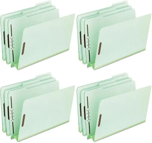Main image of 17182 Pressboard Folders, 2 Fasteners, 3" Expansion, 1/3 Tab, Letter, Green (Box of 25) (Pack of 4)