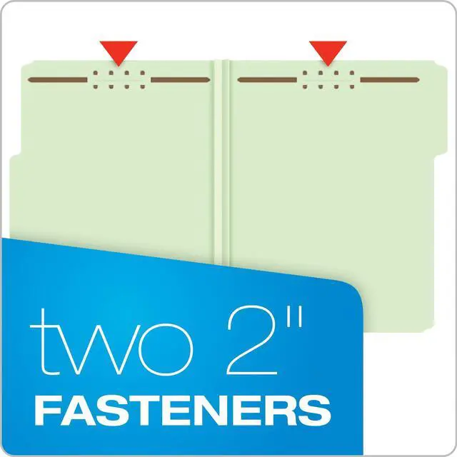 Alt view image 3 of 6 - 17182 Pressboard Folders, 2 Fasteners, 3" Expansion, 1/3 Tab, Letter, Green (Box of 25) (Pack of 4)