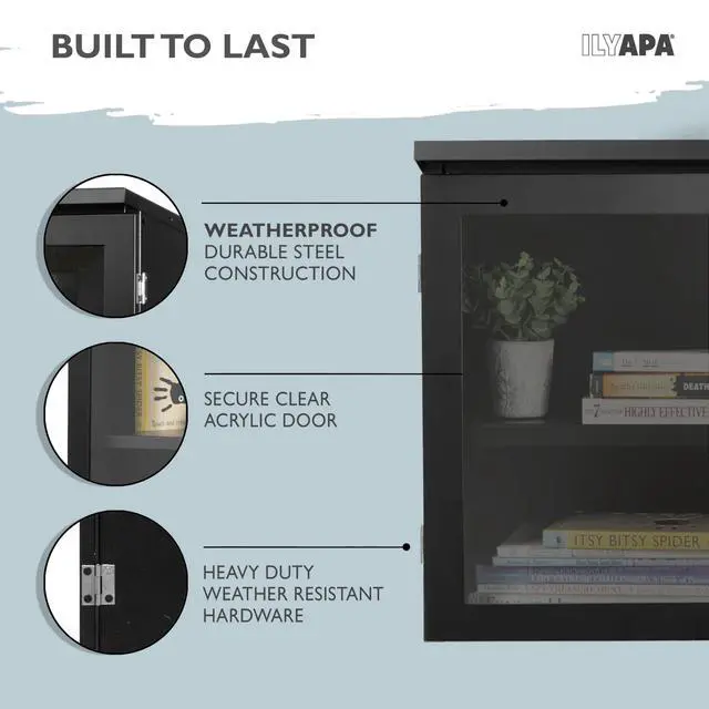 Alt view image 3 of 6 - Library Box Outdoor, 16x14x17 Black - Little Free Book Exchange Kit | Steel, All Weather Material, HD Construction, For Neighborhood & Community Book Sharing, Library Kit