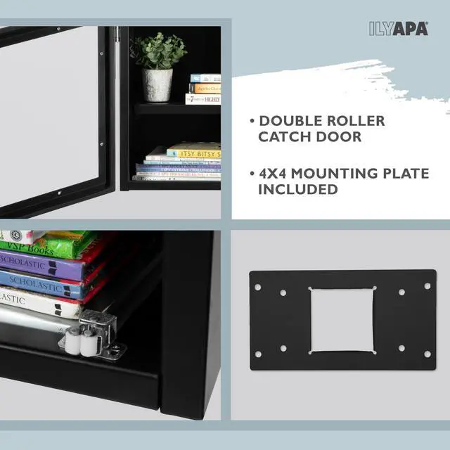 Alt view image 4 of 6 - Library Box Outdoor, 16x14x17 Black - Little Free Book Exchange Kit | Steel, All Weather Material, HD Construction, For Neighborhood & Community Book Sharing, Library Kit