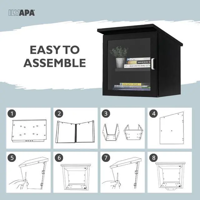 Alt view image 5 of 6 - Library Box Outdoor, 16x14x17 Black - Little Free Book Exchange Kit | Steel, All Weather Material, HD Construction, For Neighborhood & Community Book Sharing, Library Kit