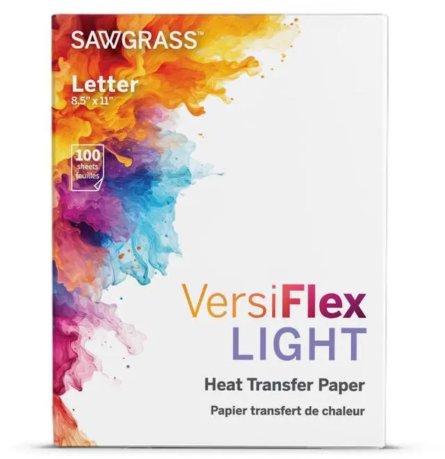 Main image of VersiFlex Light Heat Transfer Decoration Paper - For Uncoated Products - Fabric - Wood - Clean, Sharp Transfers - Self-weeding - Home Decor, Gifts, T Shirts, Hats - 100 Sheets - 8.5x11 Inches