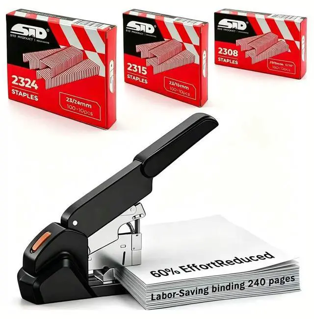 Main image of Heavy Duty Stapler, Industrial Grade, 240 Page Capacity, Ergonomic, Effortless, Extra Large Desktop Stapler, Suitable for Offices and classrooms, Anti-Jamming Metal Construction, Includes Staples