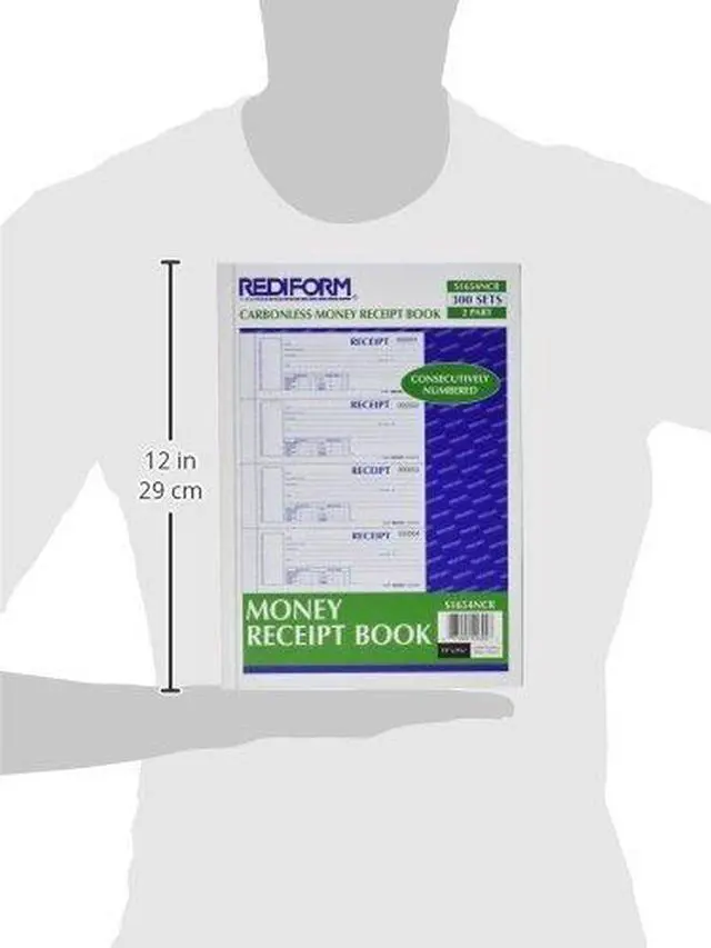 Alt view image 2 of 2 - Receipt Book, Hard Cover, Carbonless Duplicate Forms, 11" x 7.75", 300 Numbered Sets (S1654N-CR) (S1654NCR) (Pack of 5)