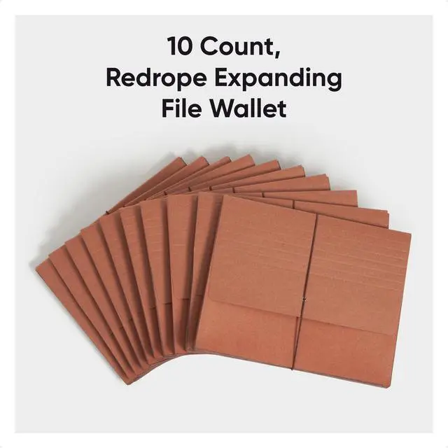 Alt view image 2 of 6 - Redrope Expanding File Wallet, Expanding File Organizer, Accordion Folder for Documents, Flap/Cord Closure, 5-1/4" Expansion, Tear-Resistant, Letter Size, 10 per Box (71109)