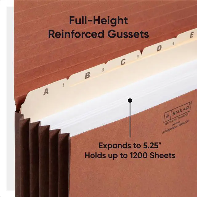 Alt view image 5 of 6 - Redrope Expanding File Wallet, Expanding File Organizer, Accordion Folder for Documents, Flap/Cord Closure, 5-1/4" Expansion, Tear-Resistant, Letter Size, 10 per Box (71109)