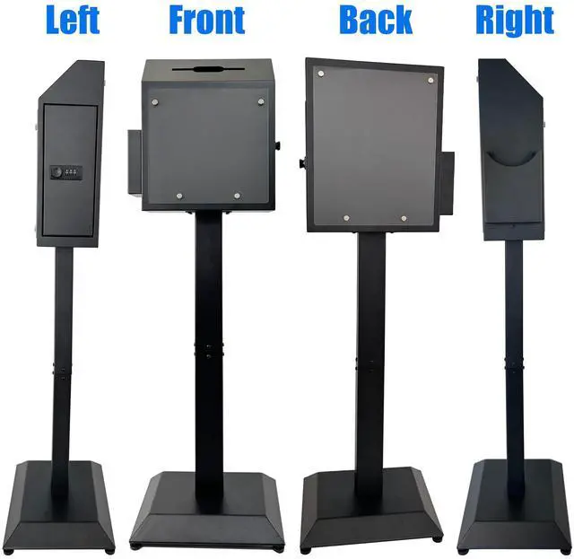 Alt view image 4 of 6 - Suggestion Box with Stand, Floor Standing Offering Box,Metal Combination Lock Ballot Collection Safe Box for Voting,Charity,Donation,Church,Election,Hospital Feedback,and Car Rental Key Return,Black