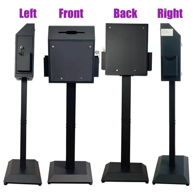 Alt view image 5 of 6 - Floor Standing Offering Box with Stand, Locking Suggestion Box, Heavy-Duty Metal Donation, Ballot & Feedback Box for Church, Office, Hospital, Voting, Fundraising & Comments, Black