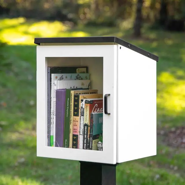 Main image of Library Box Outdoor, 13x11x17 White - Little Free Book Exchange Kit | Steel, All Weather Material, HD Construction, For Neighborhood & Community Book Sharing, Library Kit