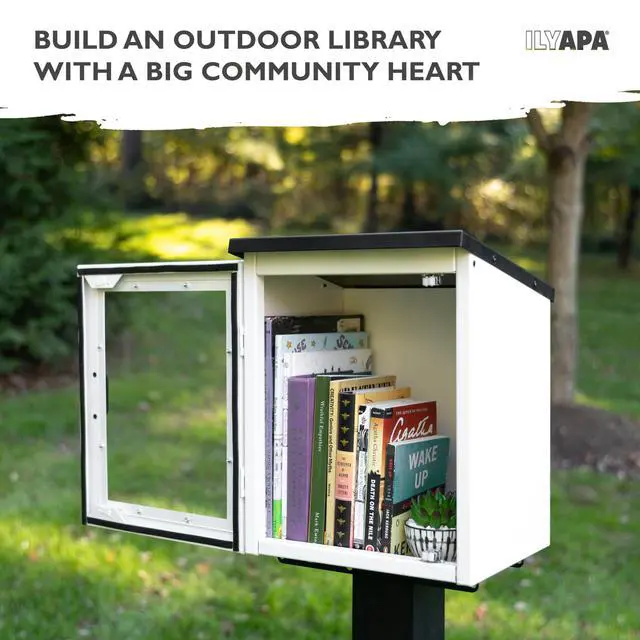 Alt view image 3 of 6 - Library Box Outdoor, 13x11x17 White - Little Free Book Exchange Kit | Steel, All Weather Material, HD Construction, For Neighborhood & Community Book Sharing, Library Kit