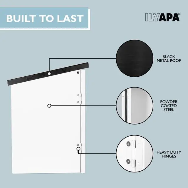 Alt view image 4 of 6 - Library Box Outdoor, 13x11x17 White - Little Free Book Exchange Kit | Steel, All Weather Material, HD Construction, For Neighborhood & Community Book Sharing, Library Kit