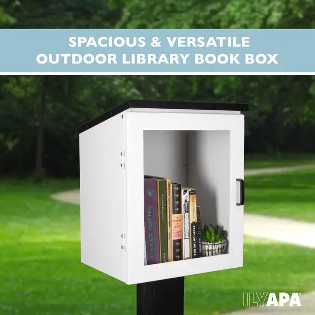Alt view image 5 of 6 - Library Box Outdoor, 13x11x17 White - Little Free Book Exchange Kit | Steel, All Weather Material, HD Construction, For Neighborhood & Community Book Sharing, Library Kit