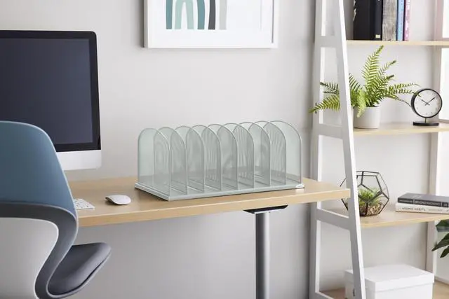 Alt view image 3 of 4 - Onyx Desk Organizer with 8 Vertical Sections, File Organizer for Home, Office, Classroom & More, Steel Mesh Construction