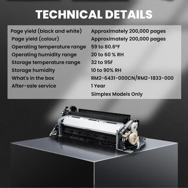 Alt view image 6 of 6 - RM2-6418-000CN/RM2-6460-000CN Fuser Unit, Duplex Models Fuser 6418/6460 for Color LaserJet Pro M452dn, M452dw, M452nw,M377dw,M454dn, M454dw,M477fdn,M477fdw, M479fdn,M479fdw Printers,110V