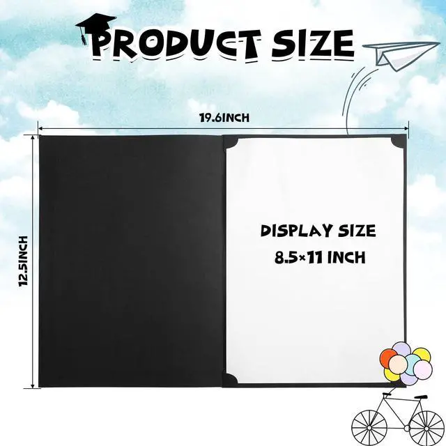 Alt view image 2 of 6 - 200 Pcs 8.5 x 11 Certificate Holders Diploma Holders Document Covers with Gold Foil Border Certificate Folders for Letter Size Diploma Graduation Documents Awards Cardstock(Black)