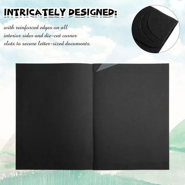 Alt view image 5 of 6 - 200 Pcs 8.5 x 11 Certificate Holders Diploma Holders Document Covers with Gold Foil Border Certificate Folders for Letter Size Diploma Graduation Documents Awards Cardstock(Black)